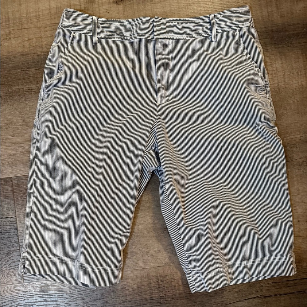 Chaps Blue and White Striped Women's Bermuda Shorts Size 8
